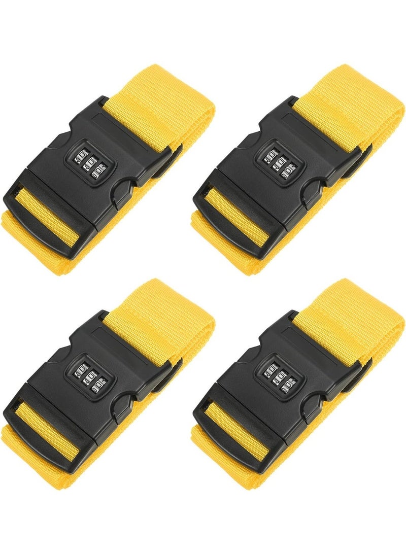 Straps, 4 Pack Suitcase Straps Adjustable Luggage Belts Strap with Combination Lock TSA Approved for Luggage Suitcases Travel, Yellow - Image 1